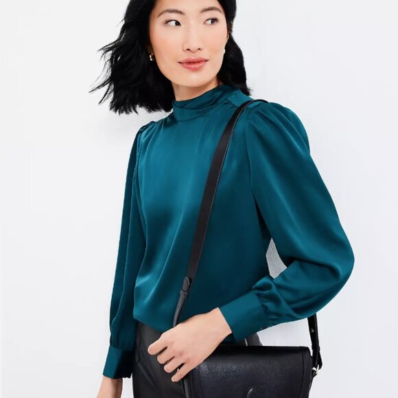 Ann Taylor Loft Tie Back Mock Neck Blouse - Picture 3 of 3